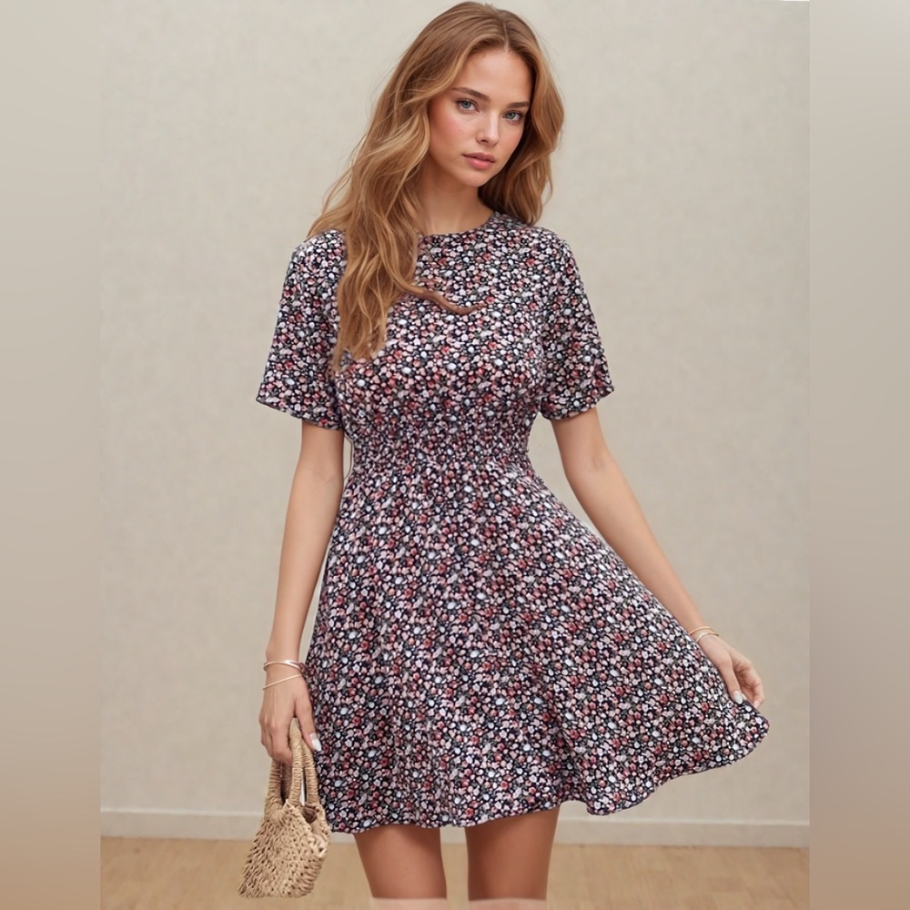 Ditsy Floral Print A-line Mini Dress